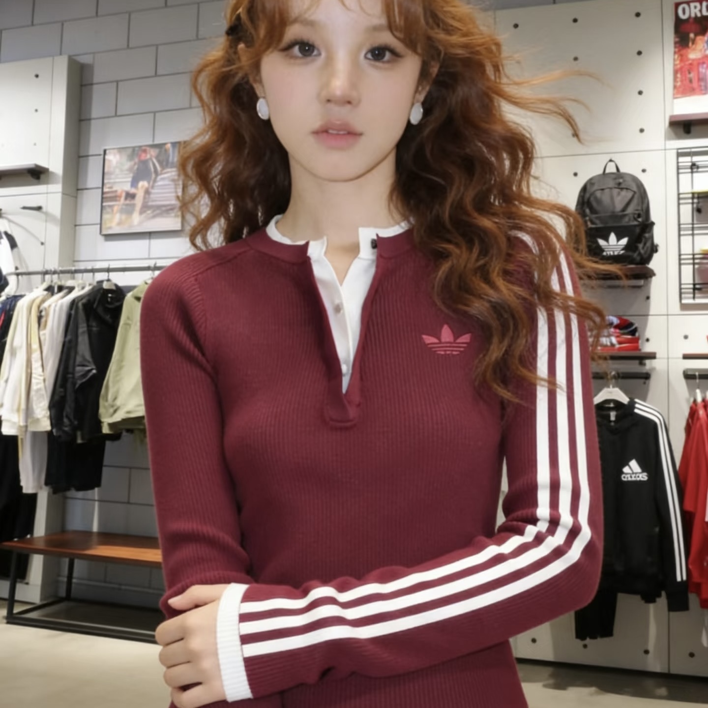 ADIDAS ORIGINALS PREMIUM 3S BUTTON 假兩件 鈕扣 針織 長袖 女款 黑KS5333 / 紅KS5332