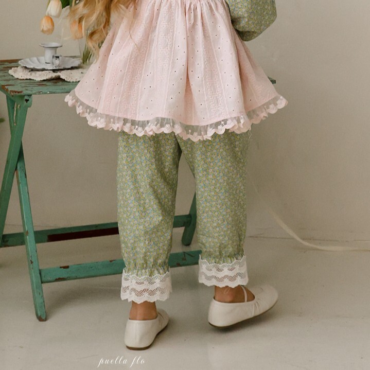 90-140 蕾絲褲腳花紋褲 2色