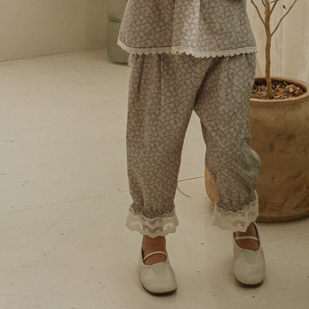 90-140 蕾絲褲腳花紋褲 2色