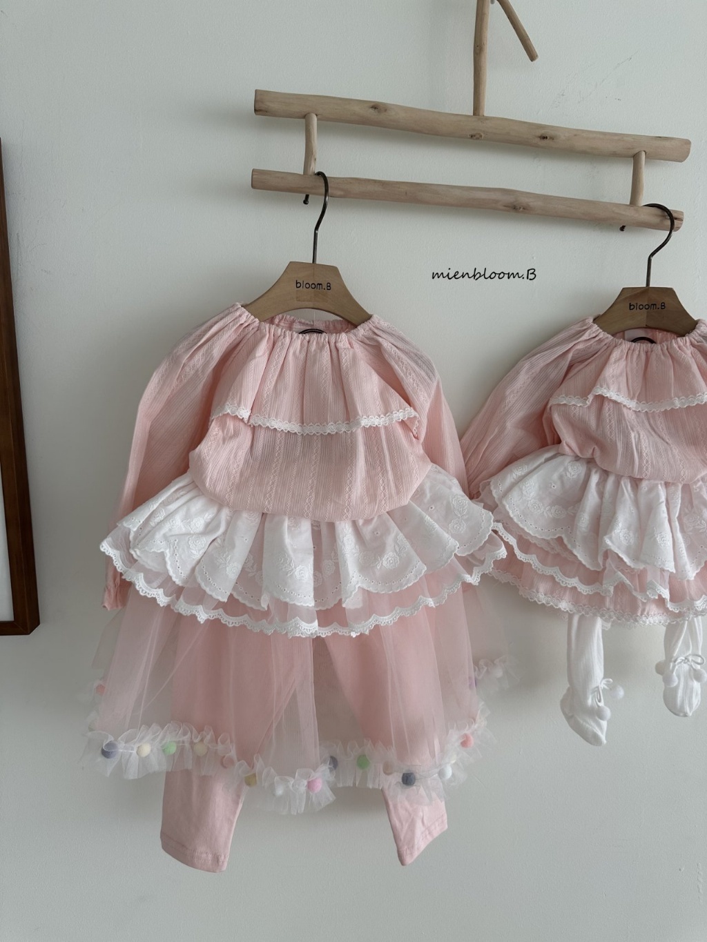 正韓春 Mien 嫩嬰兩色奶油邊蛋糕包屁裙