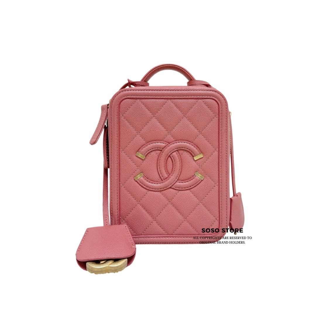 Chanel Filigree Vanity Case - Pink / Ghw