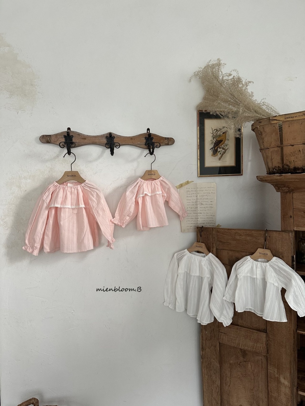 正韓春 Mien 嫩嬰/小童兩色典雅甜美蕾絲上衣