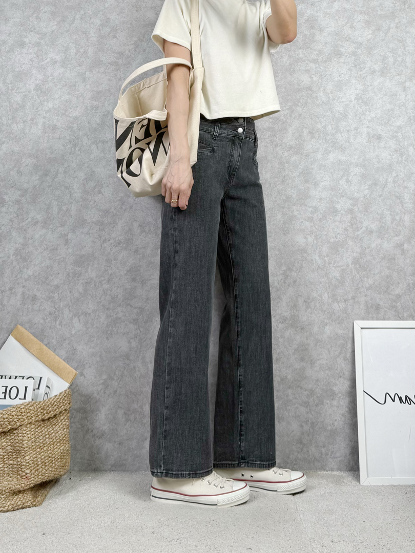 早春碳黑時尚｜剛剛好修飾的小直筒牛仔寬褲 ⚡搶手貨⚡