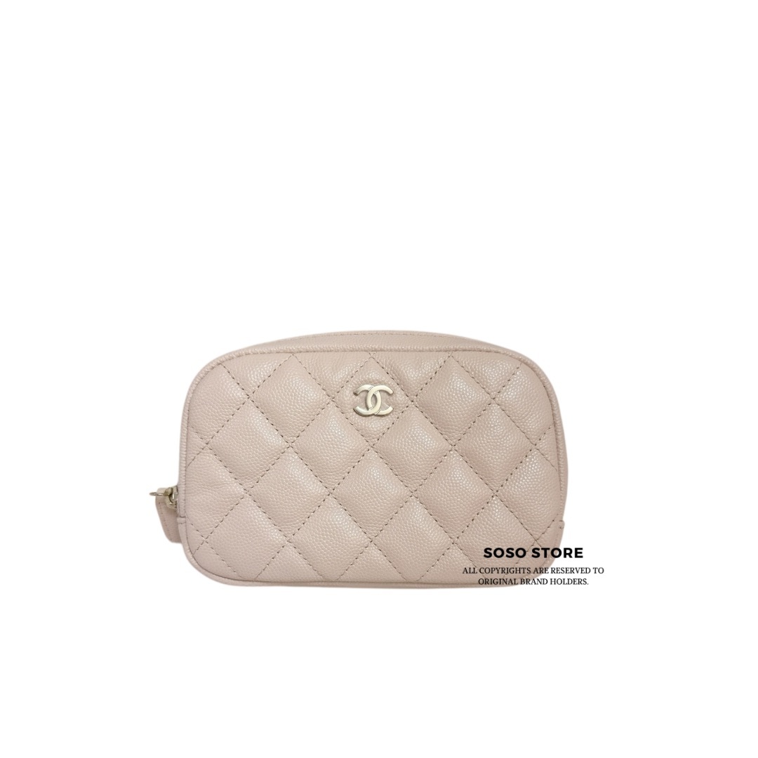 Chanel Quilted Cosmetic Pouch - Rose Clair / Ghw
