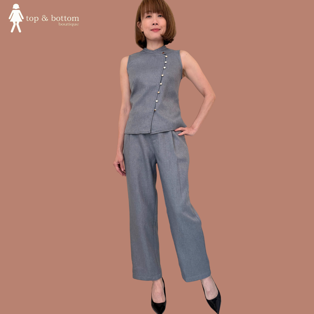 HIGH WAISTED BUTTON ANKLE PANT