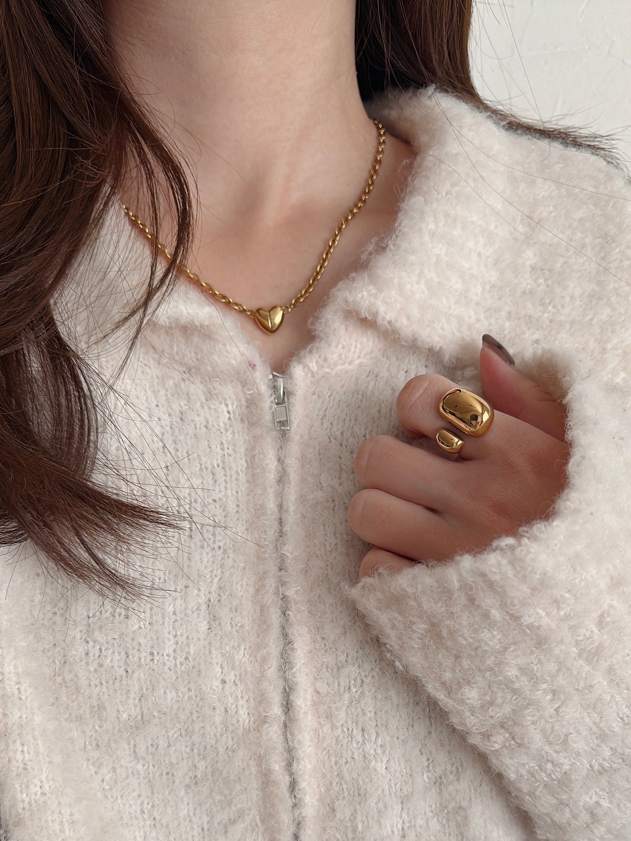 SS magnet heart lock necklace