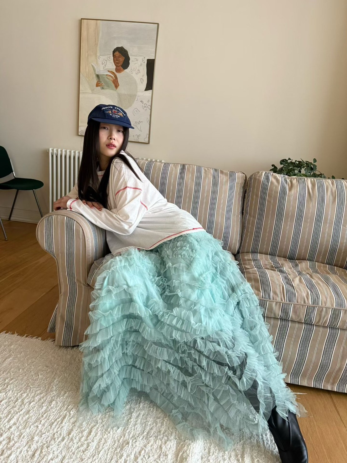 紗波浪藍綠長裙