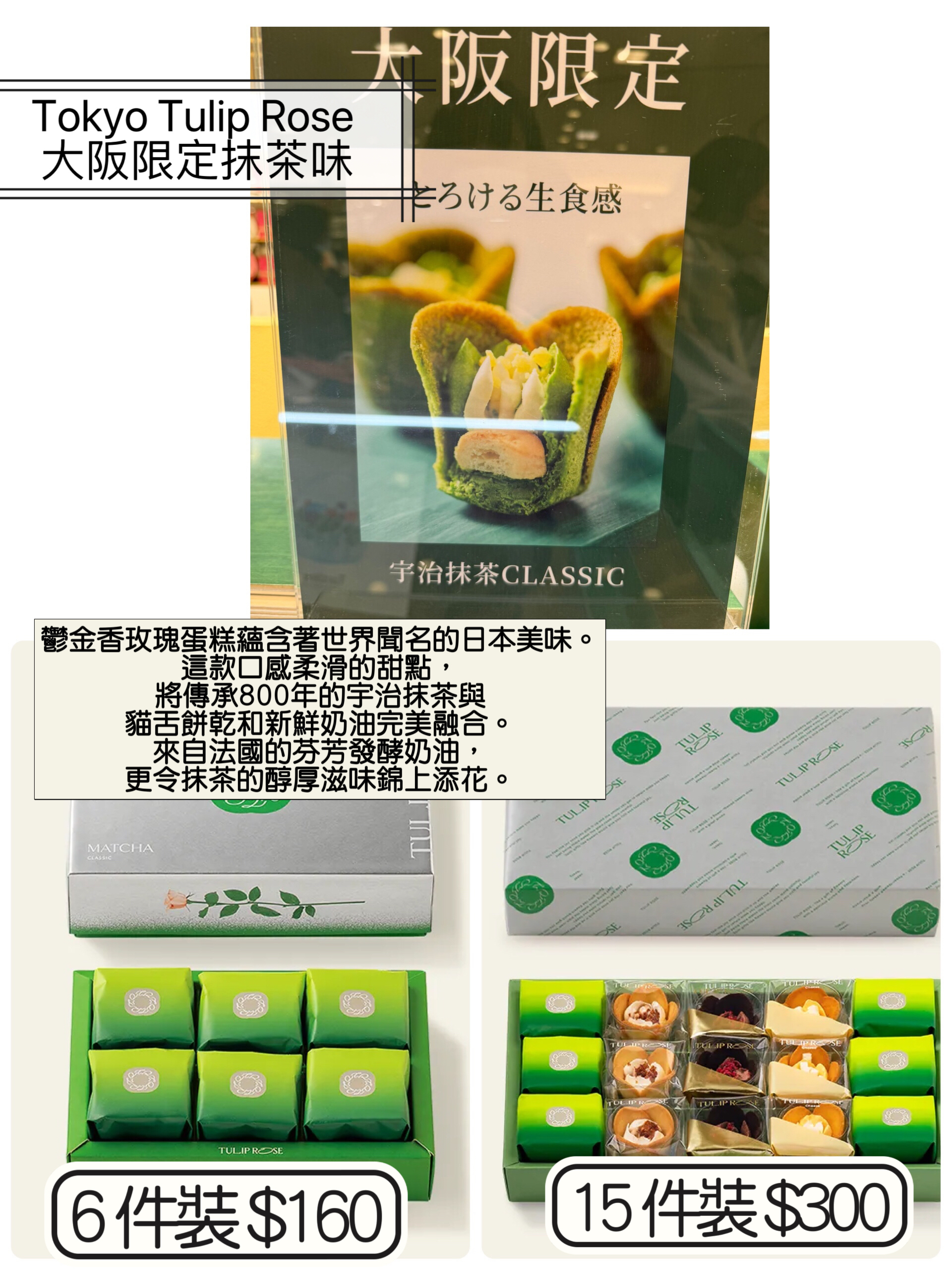 2026 日本新年禮盒Tokyo Tulip Rose 大阪限定抹茶味/抹茶雜錦禮盒