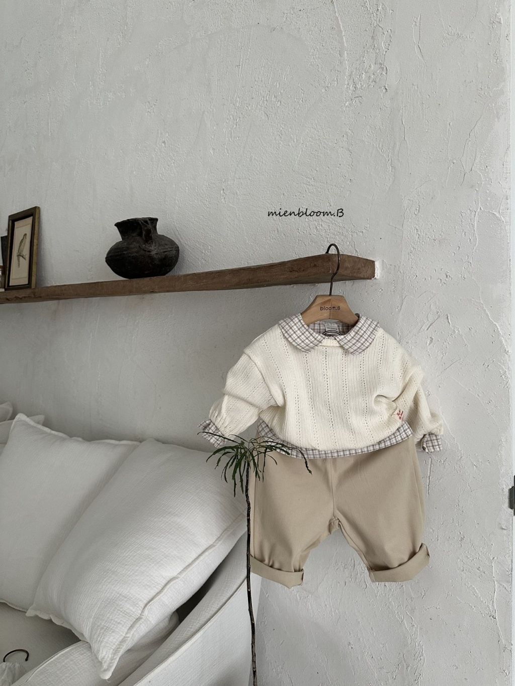 正韓春 Mien 嫩嬰/小童兩色慵懶感上衣