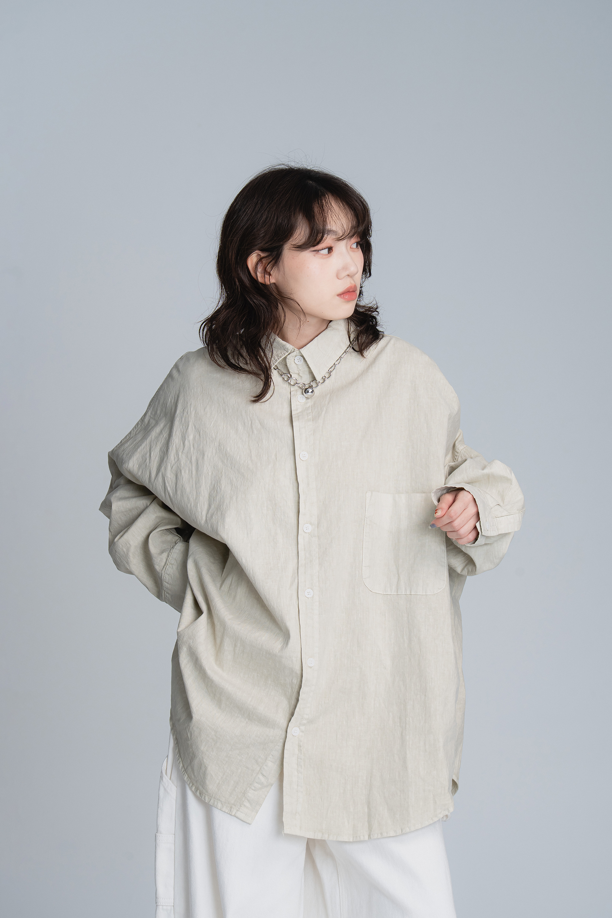 極寬素面百搭款襯衫 2色