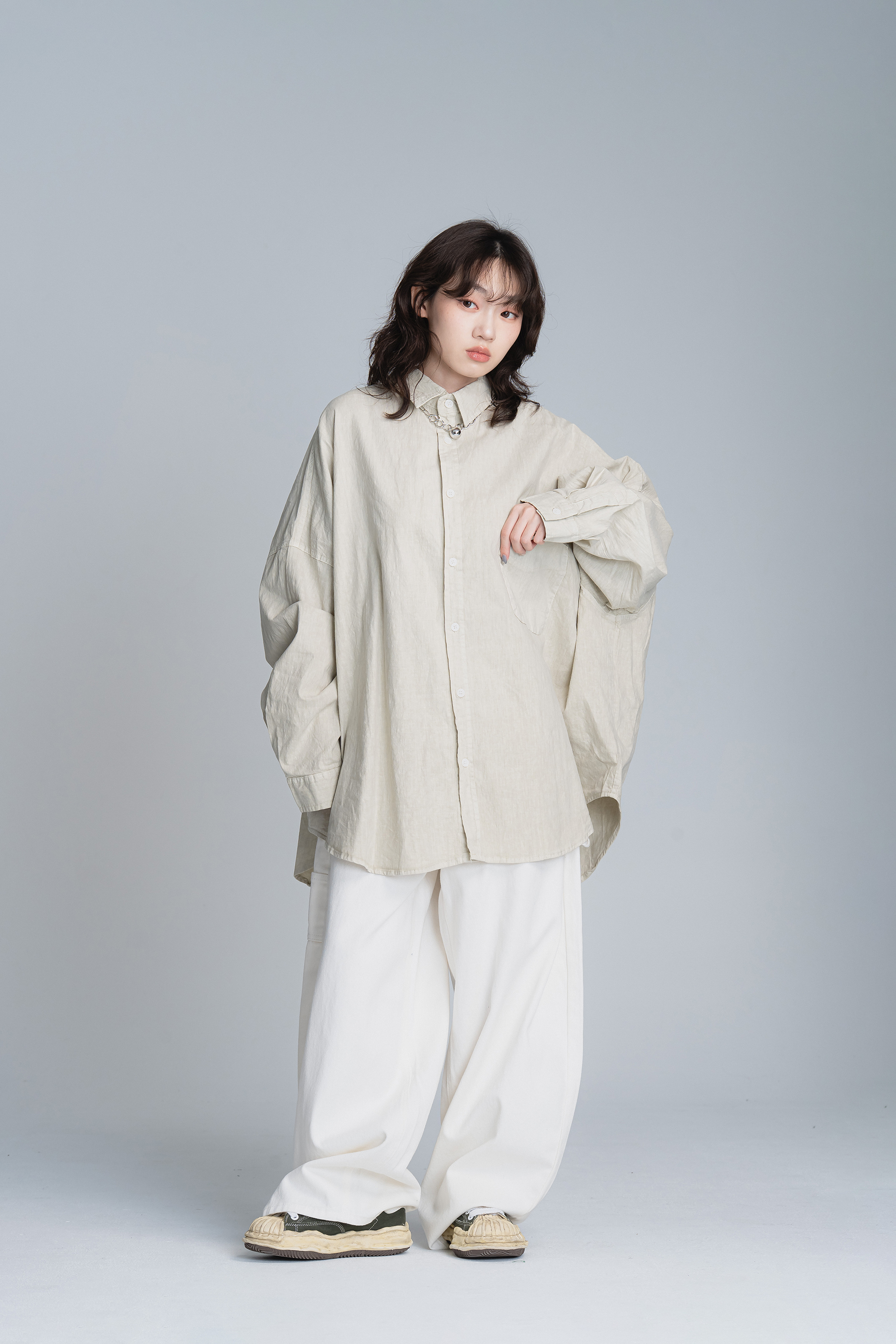 極寬素面百搭款襯衫 2色