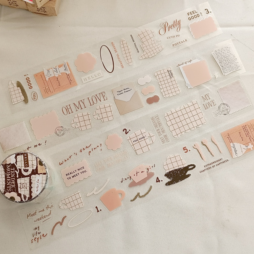 A Kind of cafe什物．溫柔時刻 4cm割型亮面PET膠帶 <整捲/分裝>