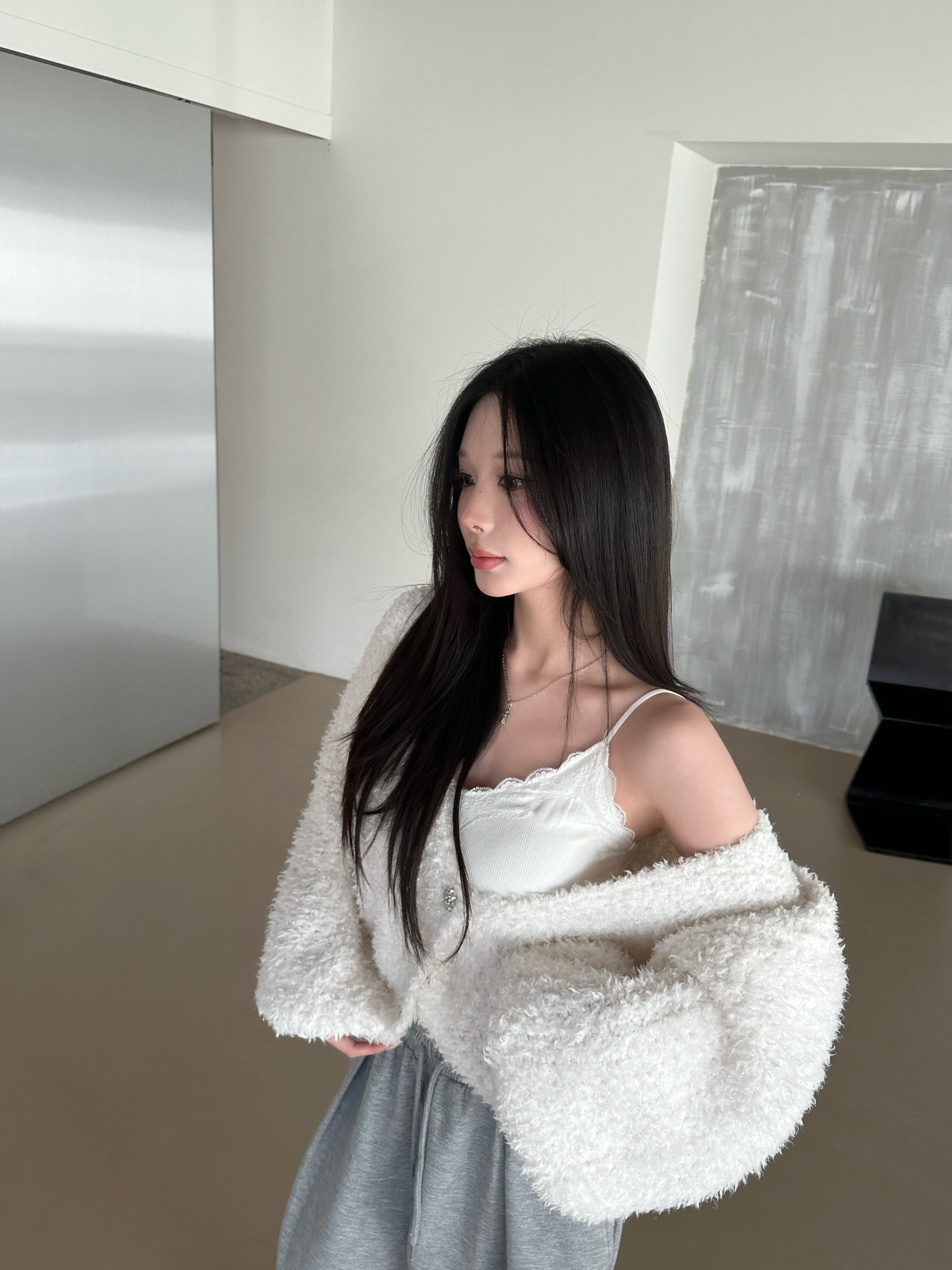 Y01 午後窗邊的柔光 蕾絲背心 (白)