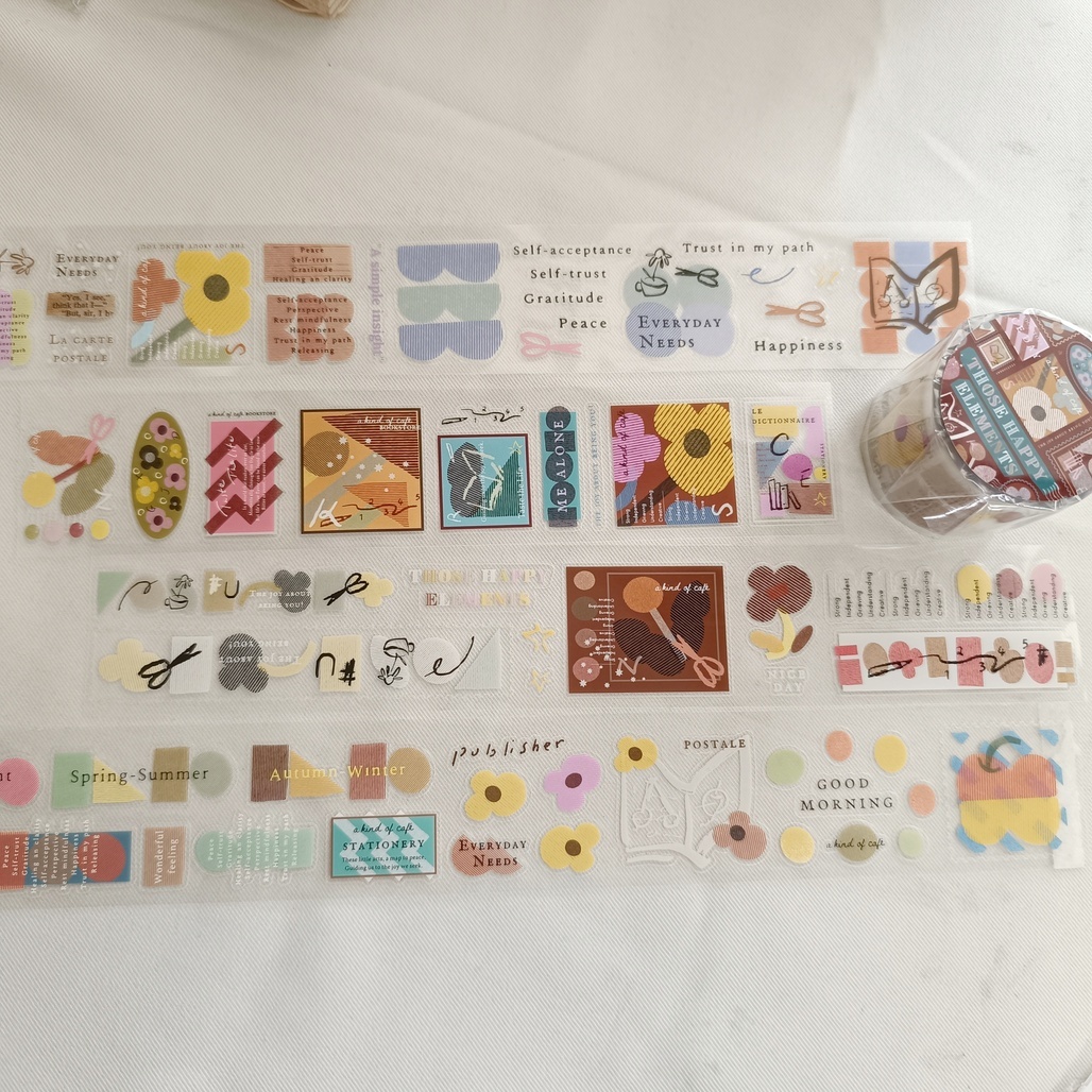 A Kind of cafe什物．快樂元素 2026新版 4cm割型亮面PET膠帶 <整捲/分裝>