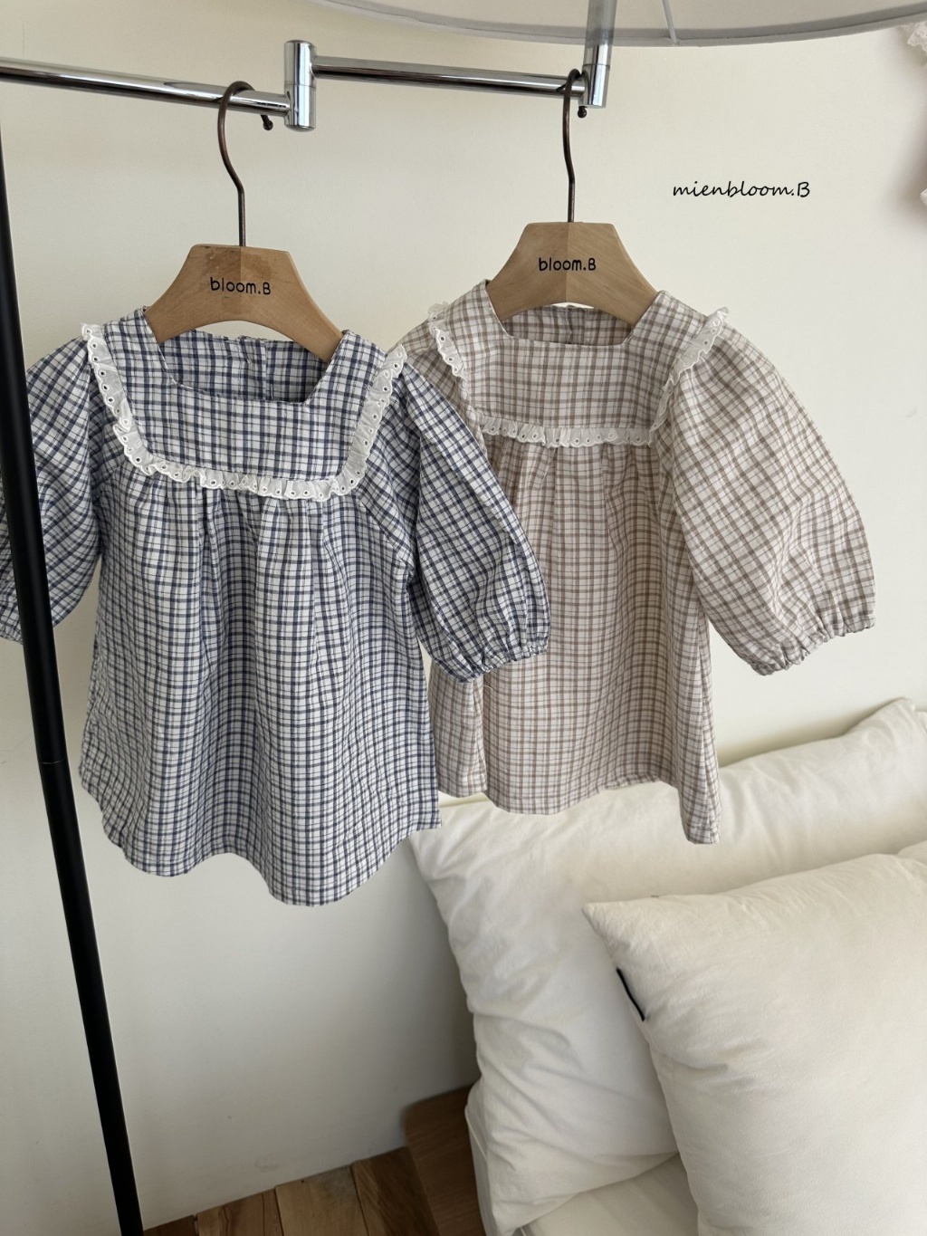 正韓春 Mien 嫩嬰/小童兩色無印方格洋裝