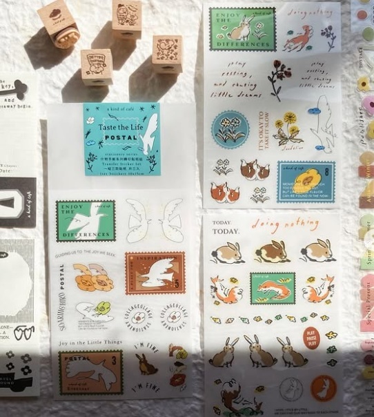 A Kind of cafe什物．時光郵票 轉印貼紙(三入組)