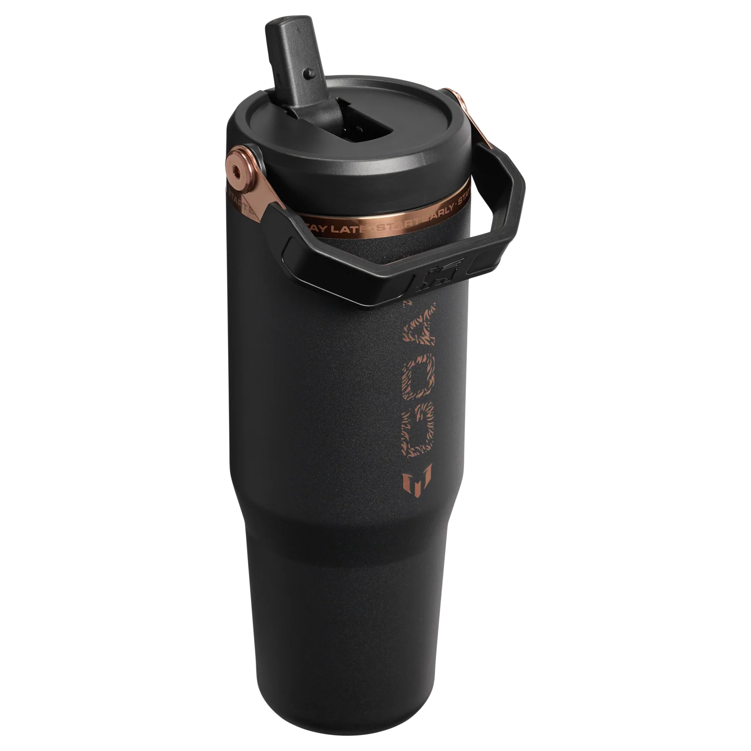 少 量 現 貨丨Messi x Stanley 1913 IceFlow™ 手提吸管杯2.0 Flip Straw Tumbler GOAT Black 30oz