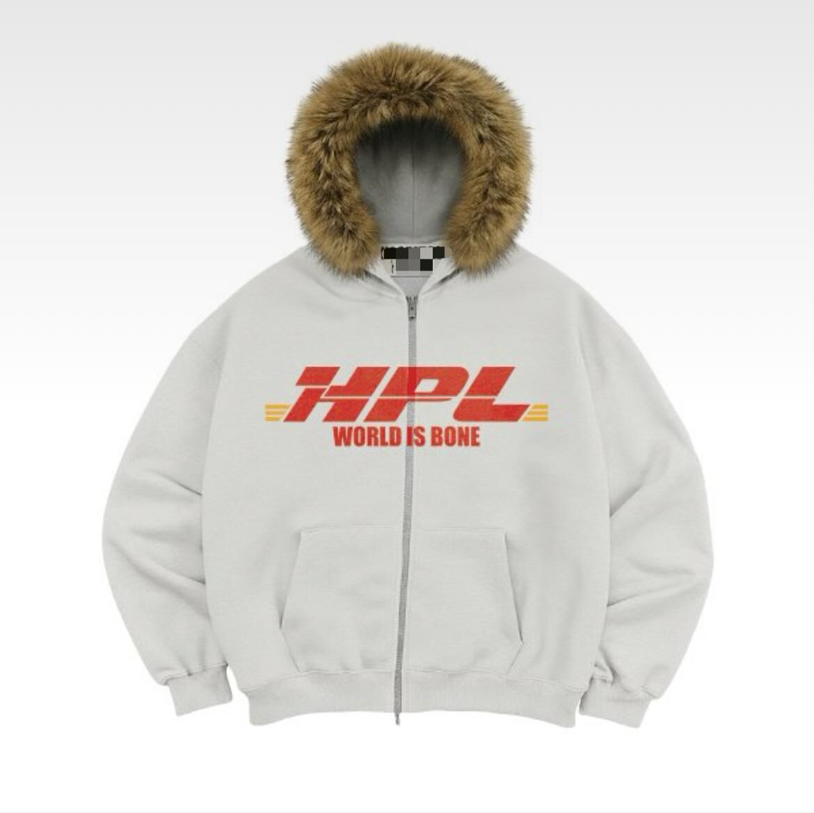 英文字毛毛帽拉鍊外套 TAC-0415JK