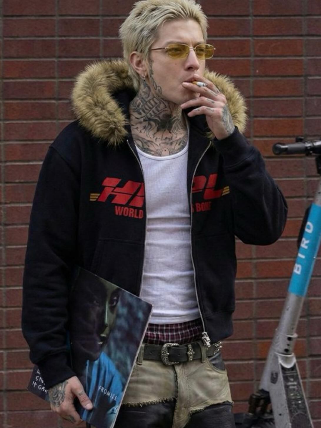 英文字毛毛帽拉鍊外套 TAC-0415JK