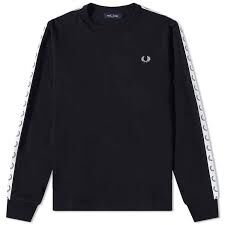 Fred Perry 排標LOGO大學T-黑【M4621】