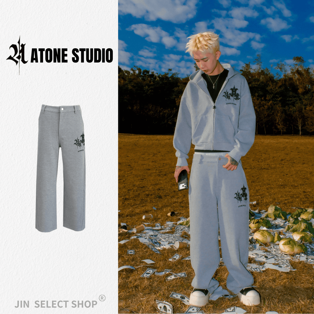 ATONE EARLY RELEASE WAFFLE SETs PANTS 水鑽華夫格棉套裝 棉褲 長褲