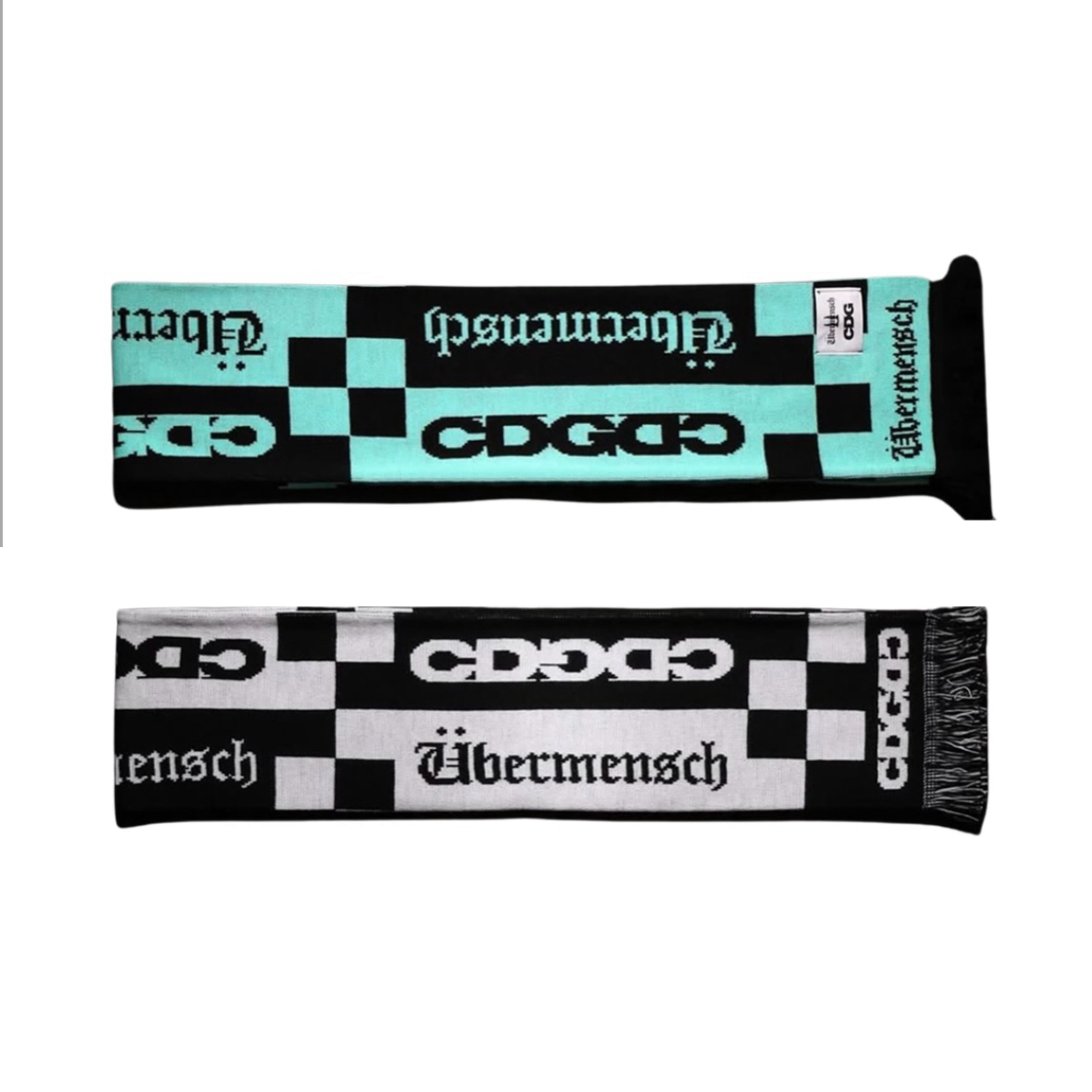 [CDG x G-DRAGON Ubermensch CDGDC] 格紋圍巾 薄荷黑/黑白