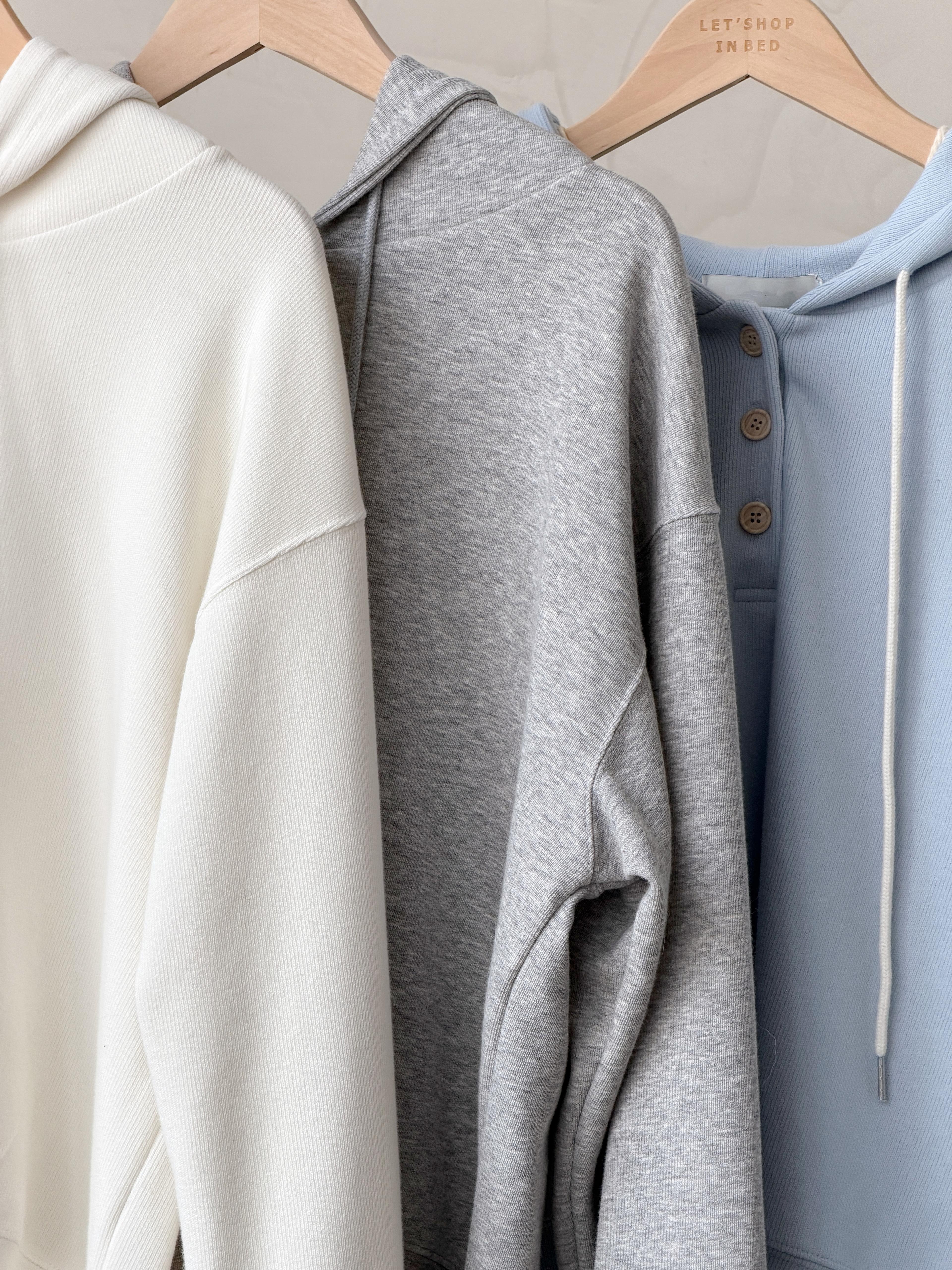 KR462 舒適百搭有帽鈕扣衛衣-3色