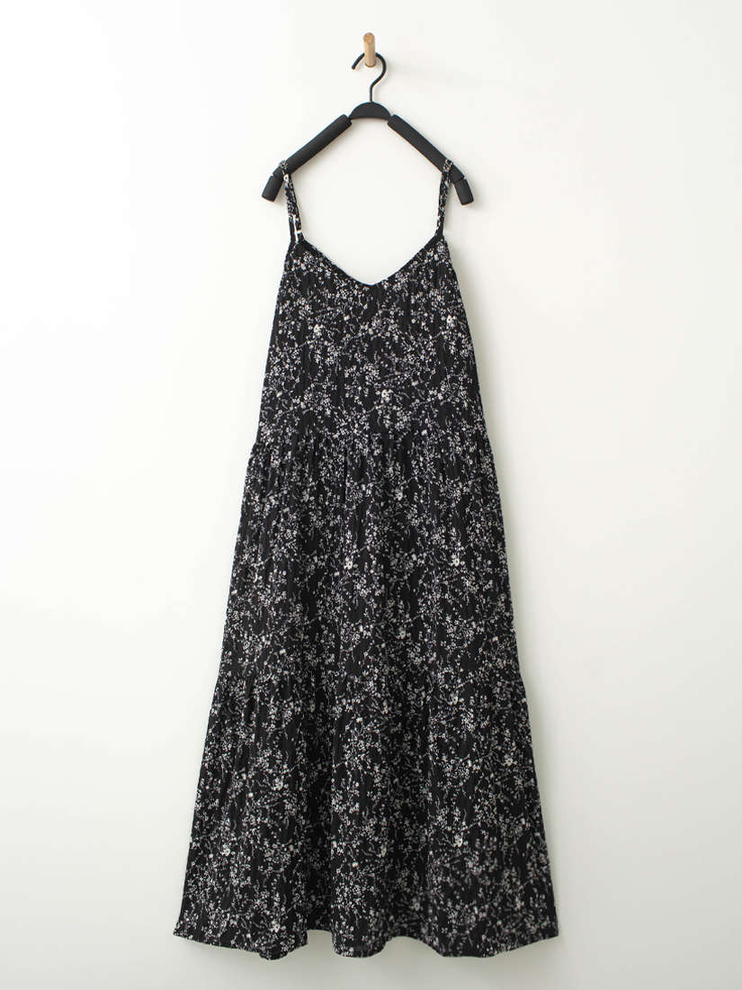 碎花細褶肩帶長洋裝半門襟針織上衣組合