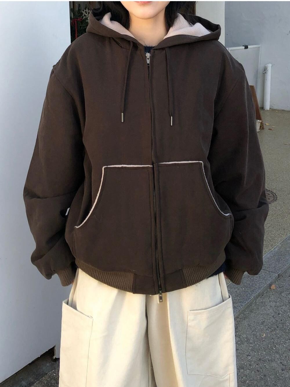 淨色連帽拉鍊外套(抓毛底) PULSE-196JK