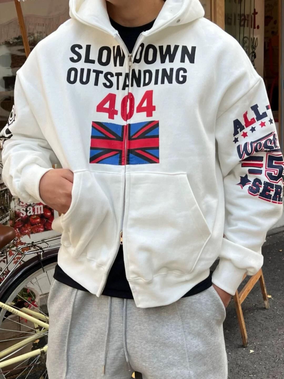 英文字圖案拉鍊外套 PULSE-197JK