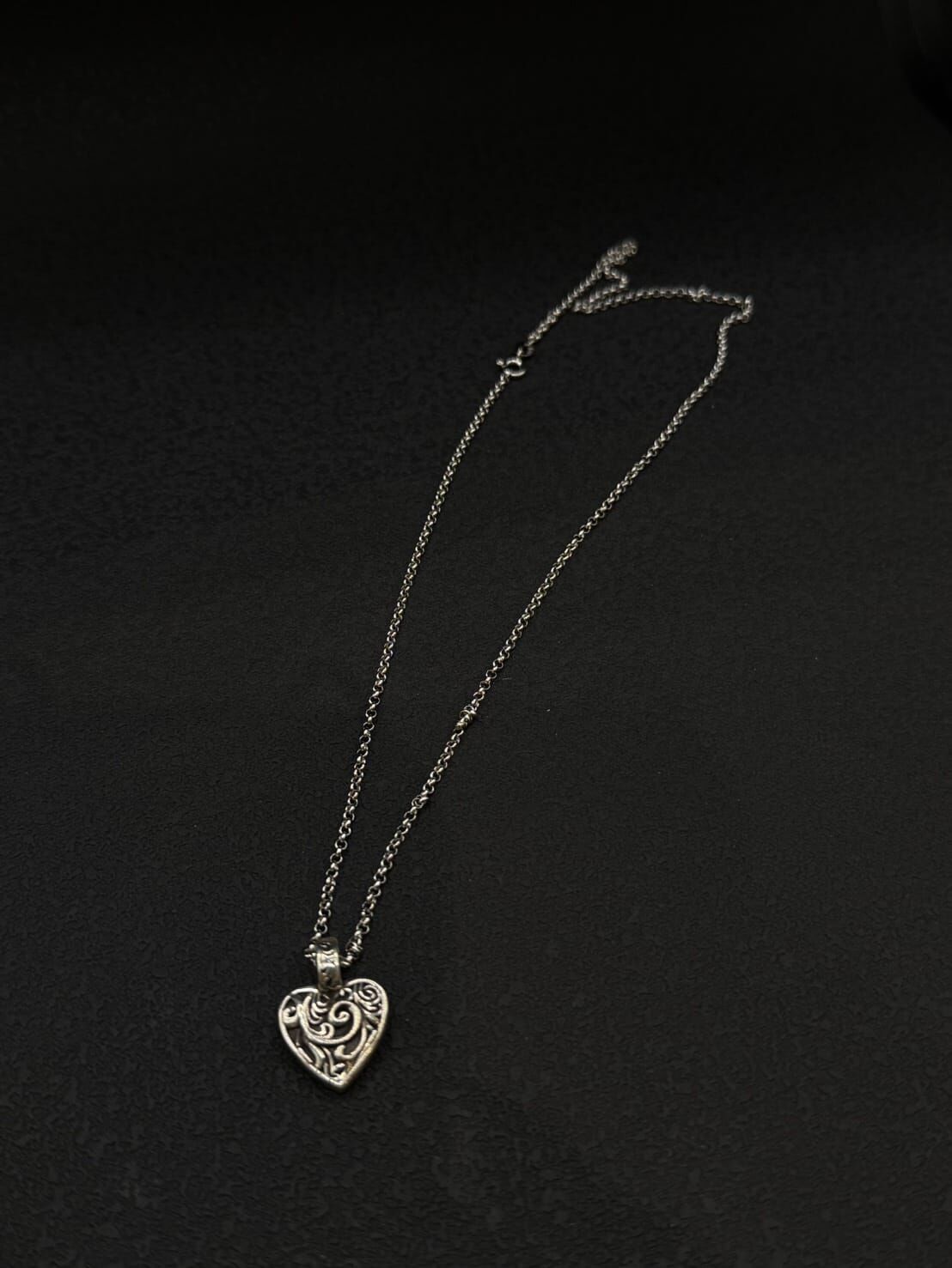 HM5445 ⚪️925 銀 型格愛心花紋頸鏈