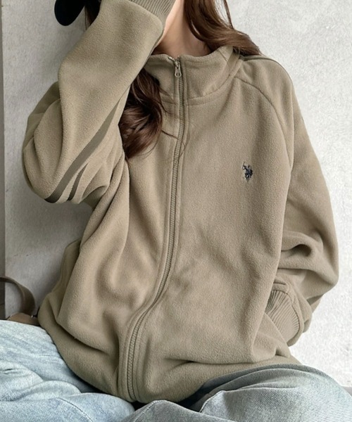 日本🇯🇵連線 U.S. POLO ASSN. x Ada. 羊毛羔刺繡拉鍊運動外套 刺繡 外套 立領 抓絨材質 長袖 情侶外套 5色(任買兩件711免運)/預購