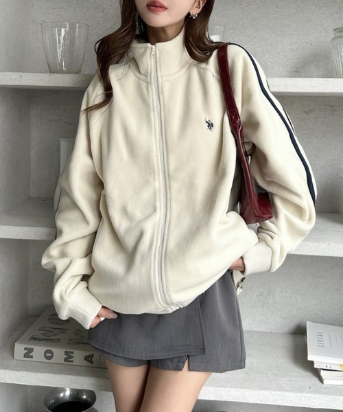 日本🇯🇵連線 U.S. POLO ASSN. x Ada. 羊毛羔刺繡拉鍊運動外套 刺繡 外套 立領 抓絨材質 長袖 情侶外套 5色(任買兩件711免運)/預購