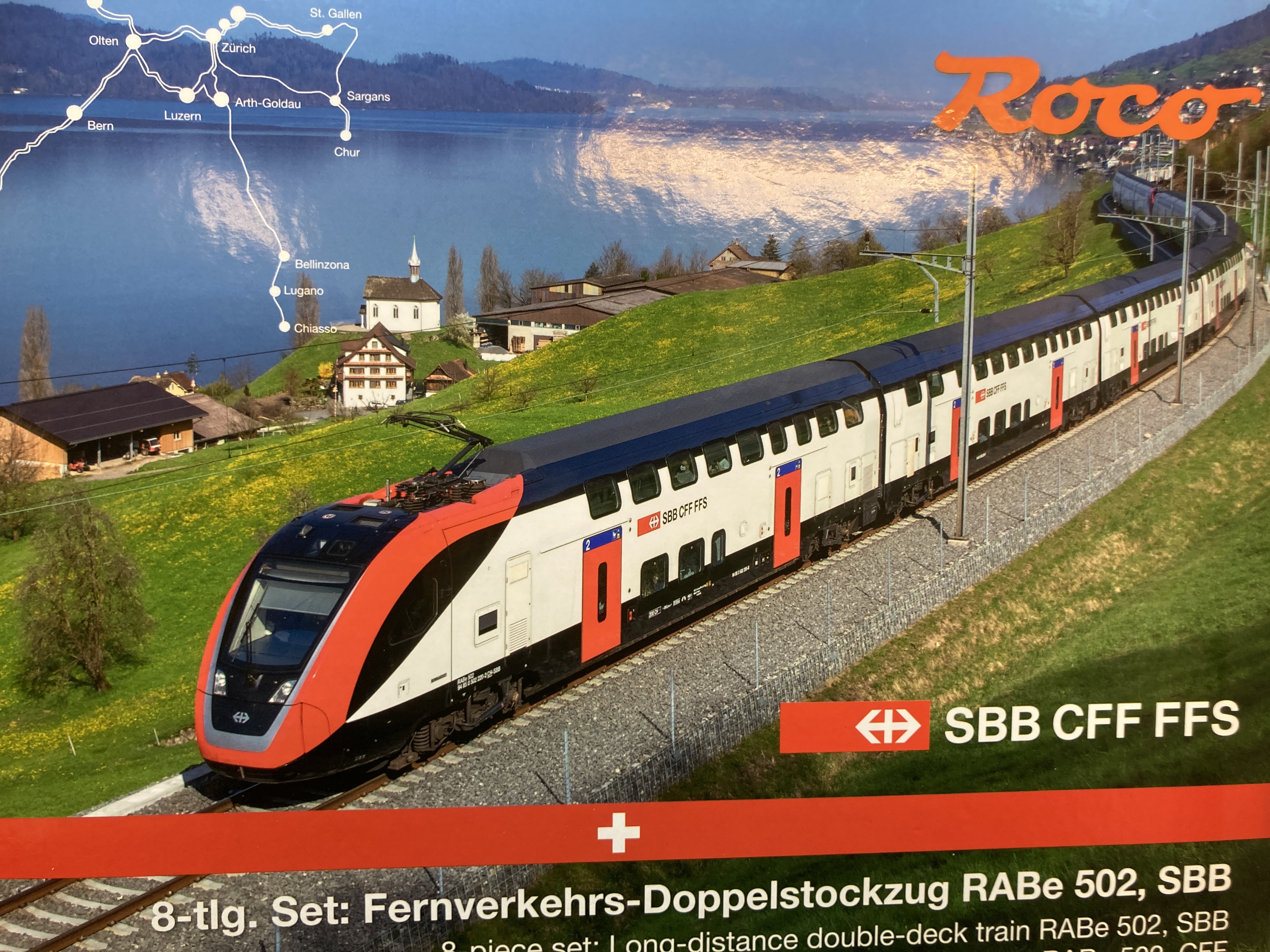 ROCO 7700007 DC  8-piece set: Long-distance double-deck train RABe 502, SBB