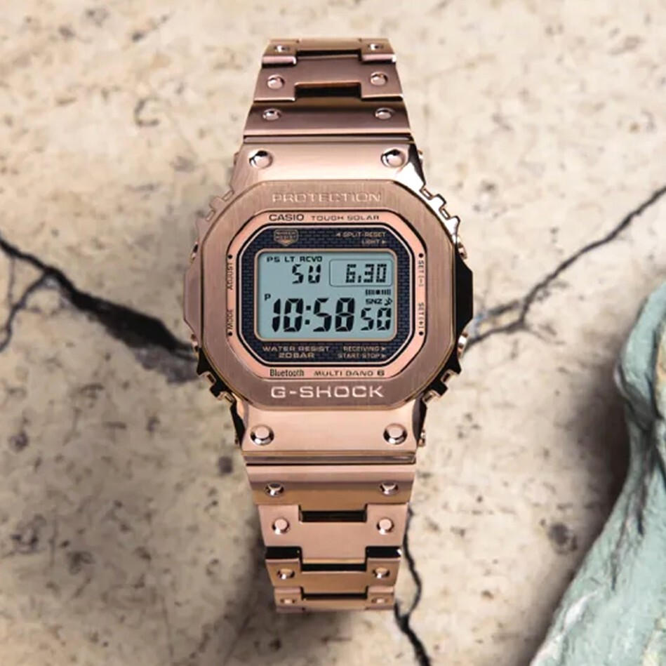 【CASIO 卡西歐】 G-SHOCK 強悍不鏽鋼設計 不鏽鋼金屬搭載原創經典設計 耐衝擊手錶 GMW-B5000GD-4