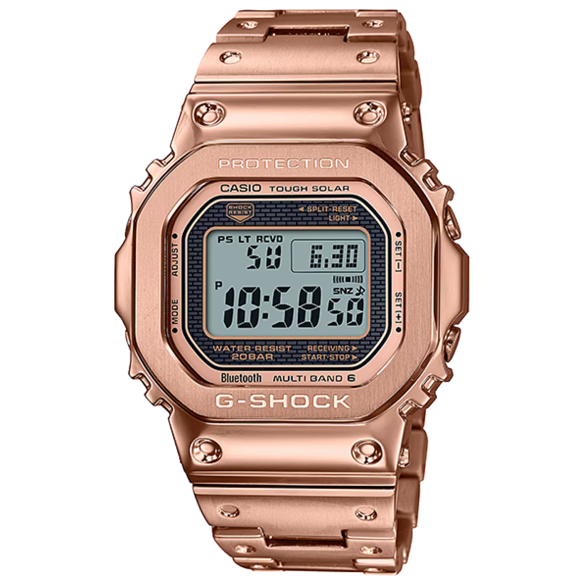 【CASIO 卡西歐】 G-SHOCK 強悍不鏽鋼設計 不鏽鋼金屬搭載原創經典設計 耐衝擊手錶 GMW-B5000GD-4