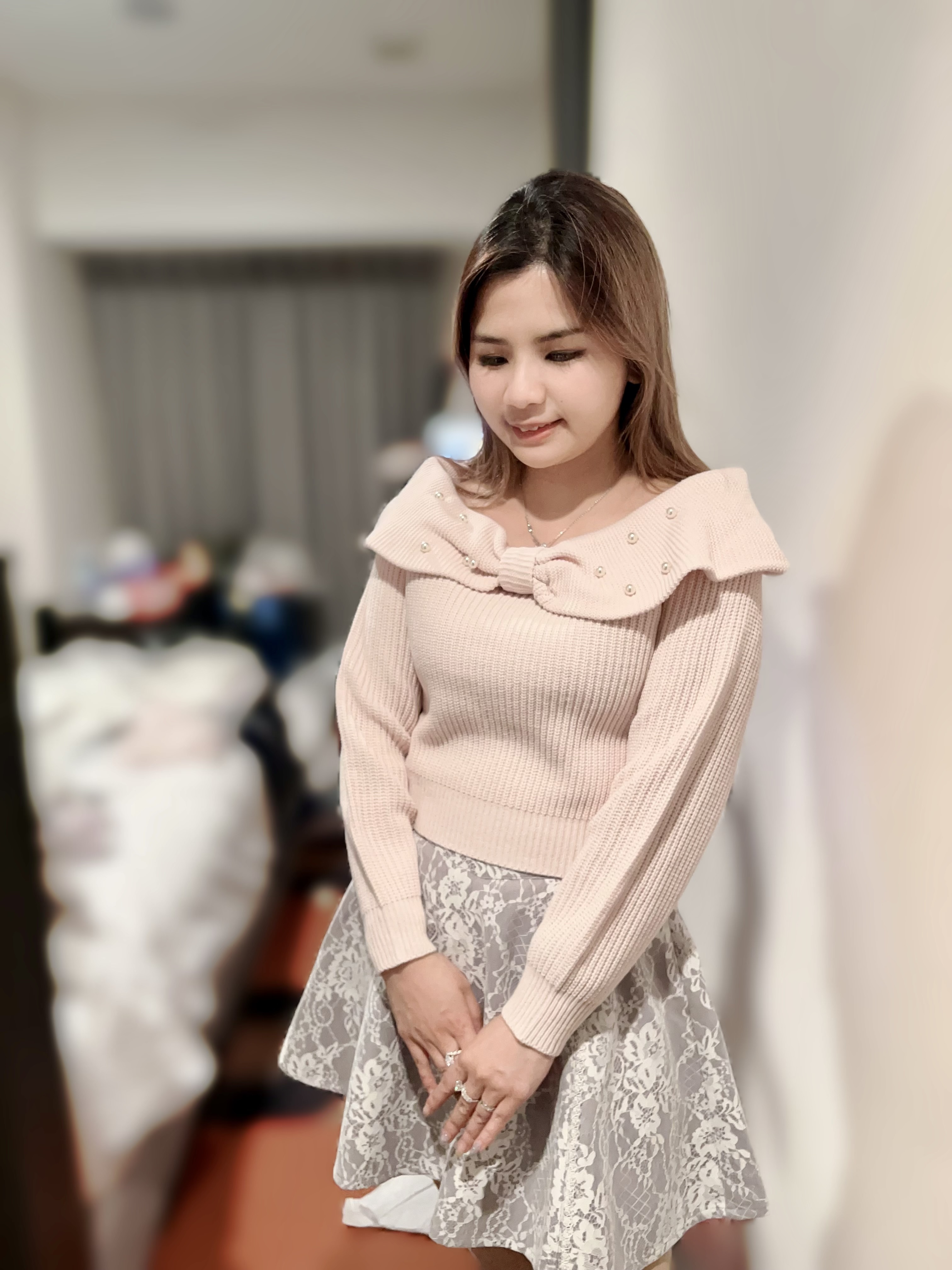 （現貨） JK29    日牌 An Mille 蝴蝶結珍珠上衣　胸 38-44/  長18.5  $539