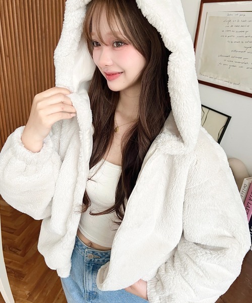 日本🇯🇵連線 Moment+ 毛毛拉鍊連帽束腰外套 人造毛皮 下擺縮口 外套 連帽外套 夾克 造型外套 5色(任買兩件711免運)/預購