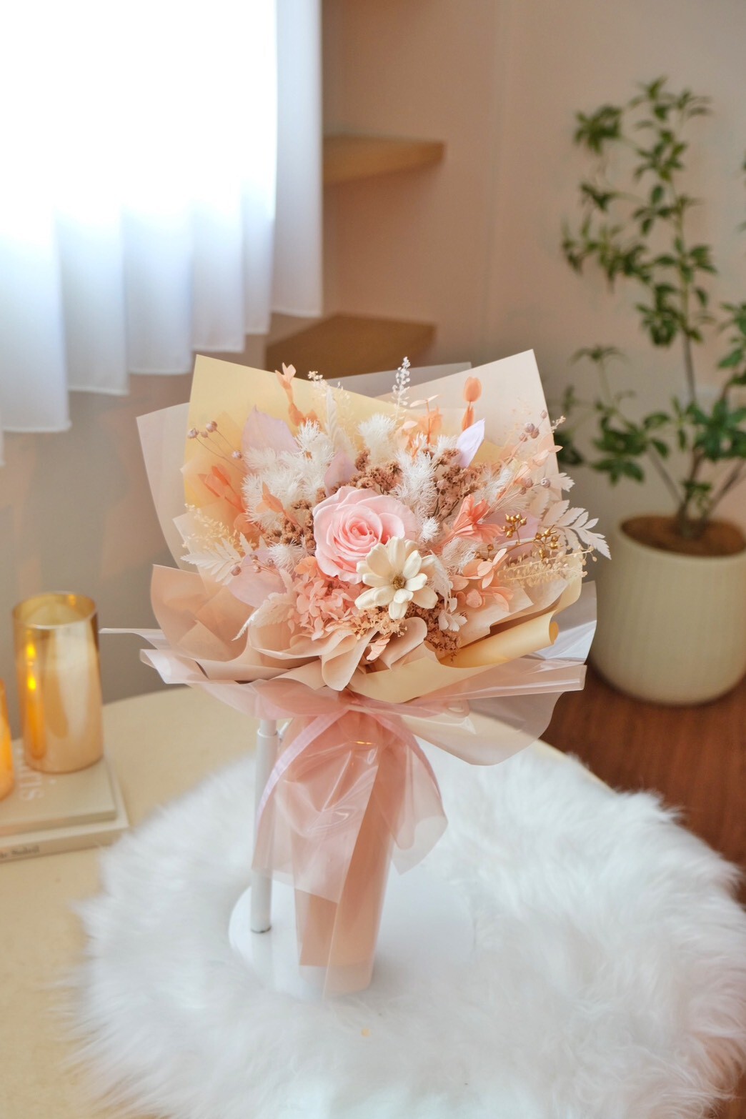 甜甜日子永生花束 / 甜粉