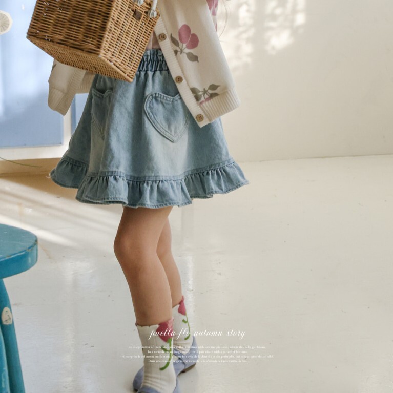 90-140 心型口袋丹寧裙 2色