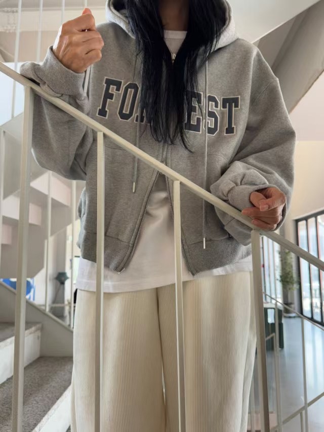 FOREST內刷毛雙開拉鍊連帽外套