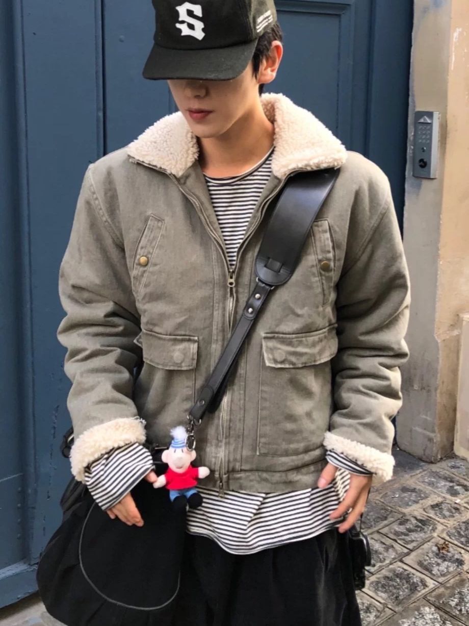 毛毛領淨色拉鍊外套 REMAIN-050JK