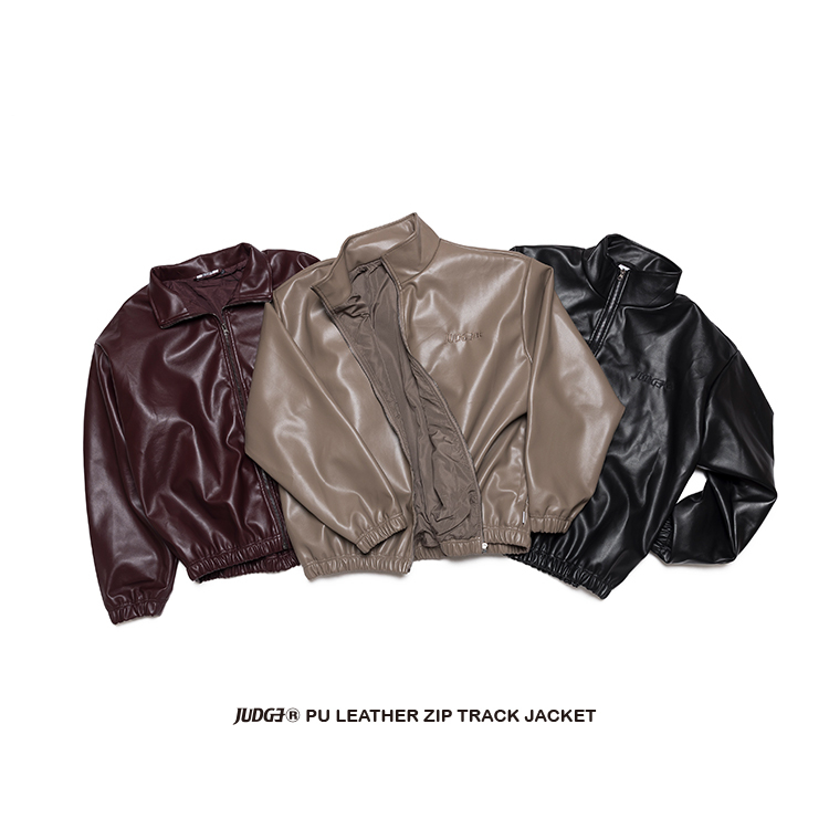 JUDGE PU LEATHER ZIP TRACK JACKET