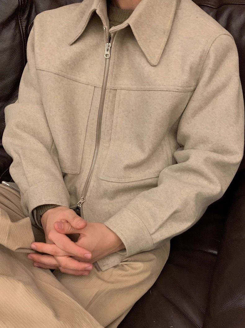 淨色反領拉鍊外套 REMAIN-051JK