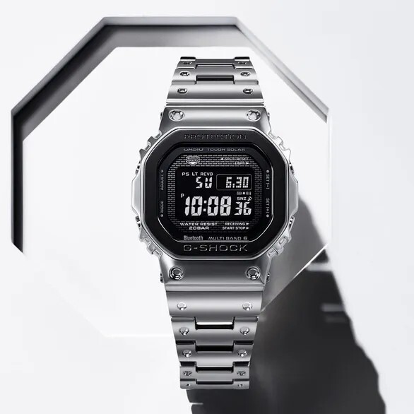 預購款【CASIO 卡西歐】 G-SHOCK 強悍不鏽鋼設計 不鏽鋼金屬搭載原創經典設計 耐衝擊手錶 GMW-B5000BT-1