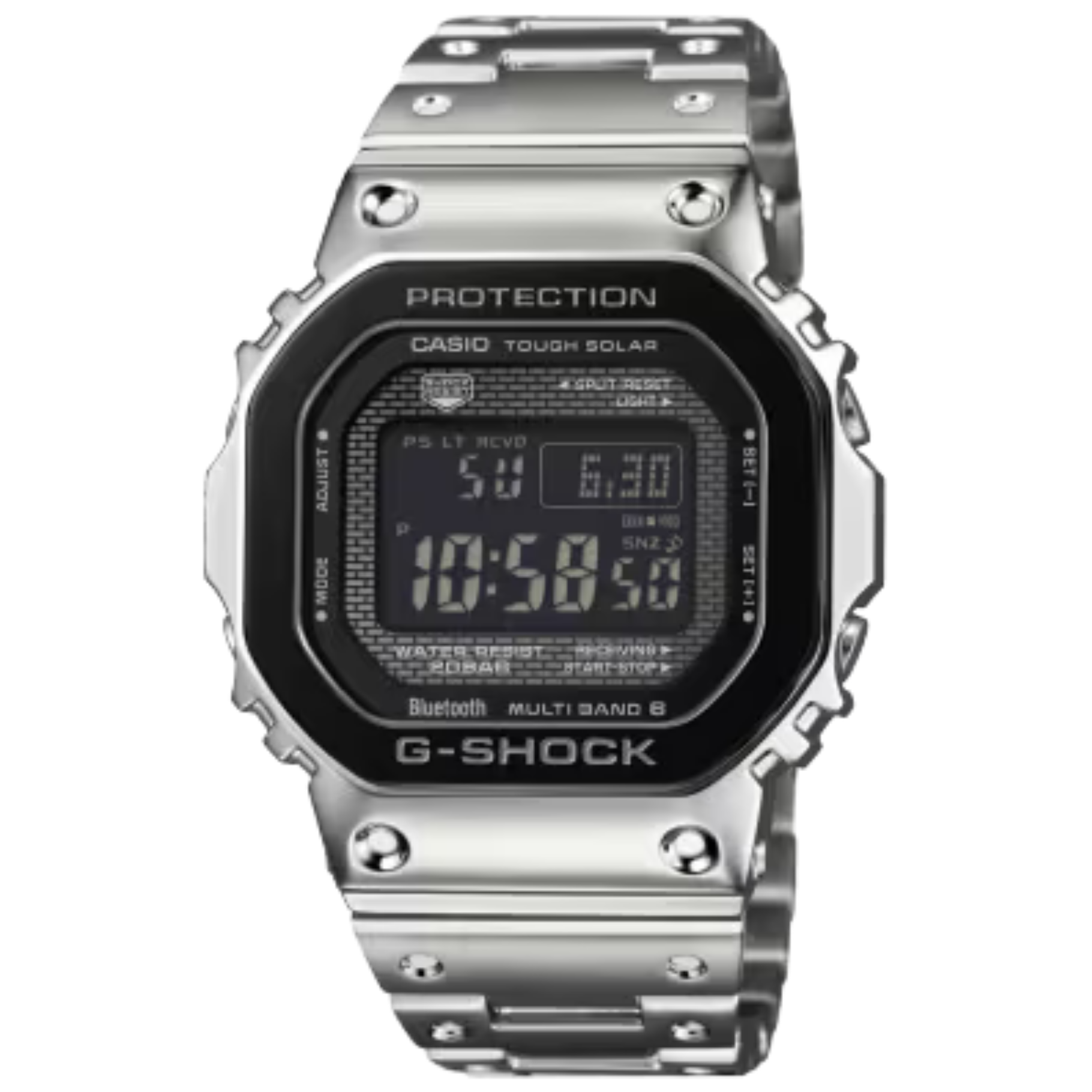 預購款【CASIO 卡西歐】 G-SHOCK 強悍不鏽鋼設計 不鏽鋼金屬搭載原創經典設計 耐衝擊手錶 GMW-B5000BT-1