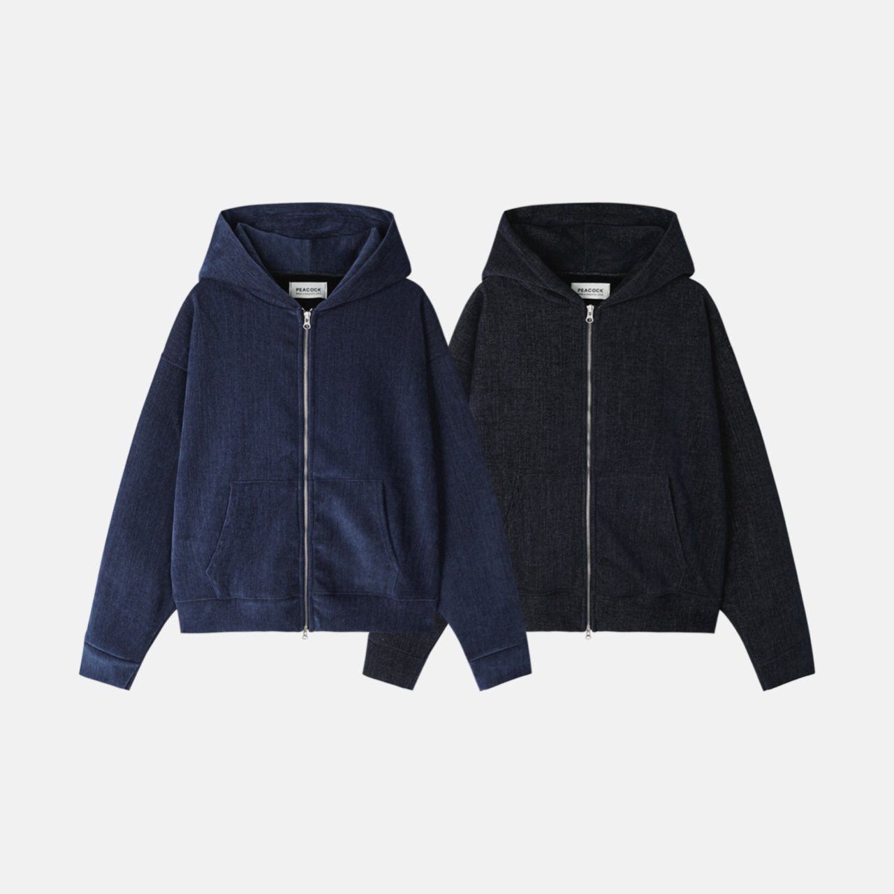 淨色連帽拉鍊外套 PEACOCK-161JK