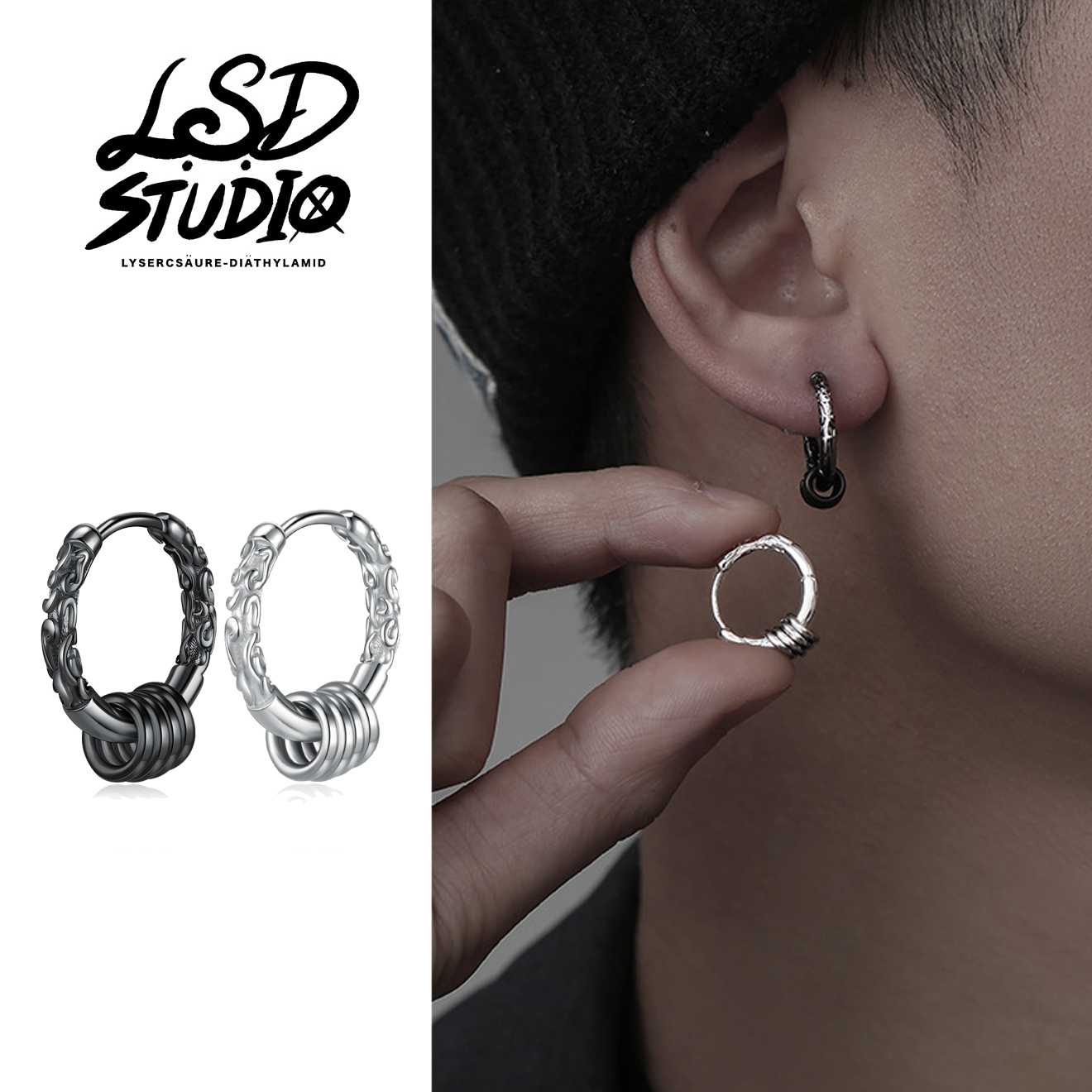 Vajra圖騰多環設計耳環【ACHC3】