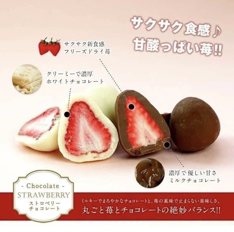 【冬季限定】JP 士多啤梨冷凍果肉朱古力 135g 4589 TK260122