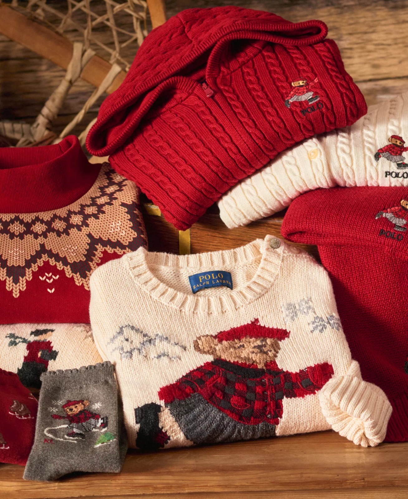 OBS268 Polo Ralph Lauren 女童小熊麻花開襟冷衫